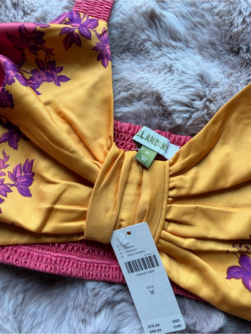 Celandin Yellow & Pink Floral Bikini Top